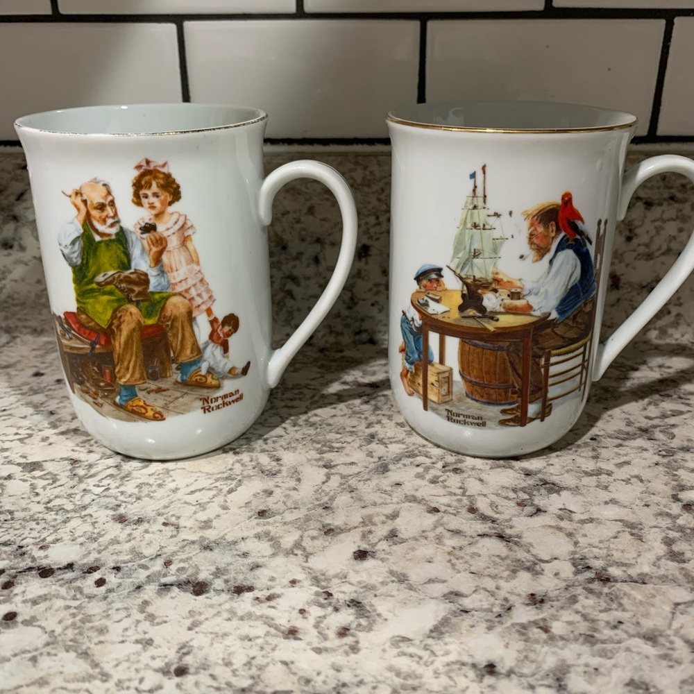 Norman Rockwell Coffee Mugs (2)